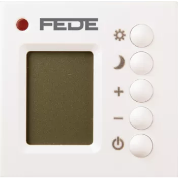 FEDE Термостат для ТП , цифровой, 16A, дисплей LED, 2 датчика (встроенный + проводной), бежевый