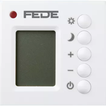 FEDE Термостат для ТП , цифровой, 16A, дисплей LED, 2 датчика (встроенный + проводной), белый