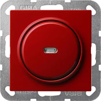 Выключатель одноклавишный проходной с подсветкой Gira S-Color, на клеммах, красный