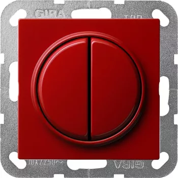 Выключатель двухклавишный проходной Gira S-Color, на клеммах, красный