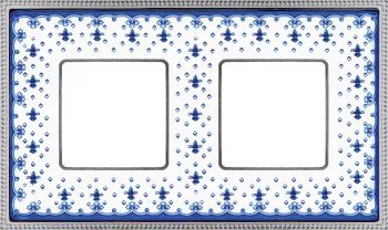 Рамка Fede Belle Epoque Porcelain на 2 поста, универсальная, blue lys - bright chrome
