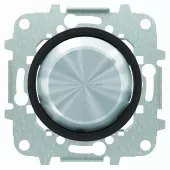 Выключатель одноклавишный перекрёстный Abb Skymoon, на клеммах, кольцо черное стекло, нержавеющая сталь