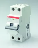 Автоматический выключатель дифференциального тока (АВДТ) ABB DS202 C, 6A, 30mA, тип A, кривая отключения C, 2 полюса, 6kA, электро-механического типа, ширина 2 модуля DIN
