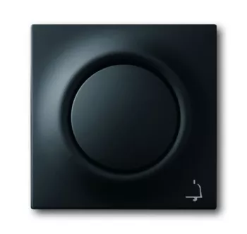 Кнопка звонка одноклавишная с символом Звонок (1н.о.) с красной подсветкой, ABB Impuls, на винтах, черный бархат