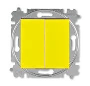 ABB Levit жёлтый / дымчатый чёрный Выключатель 2-х клавишный комбинир. (перекл. + кнопка 1но+1нз)