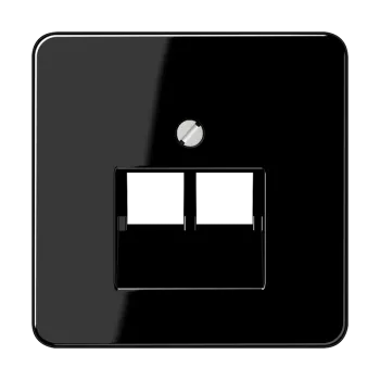 Крышка для сдвоенной телефонной и компьютерной розетки UAE; черная CD569-2UASW Jung