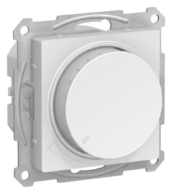 Светорегулятор поворотно-нажимной Schneider Electric Atlas Design универсальный (в т.ч. для led ламп), без нейтрали, белый
