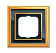 Abb BJE Рамка 1-постовая, серия Династия, Латунь полированная, черное стекло