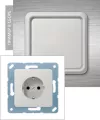 Розетка с заземлением Jung CD, с защитными шторками, на клеммах, с крышкой, ip44, светло-серый