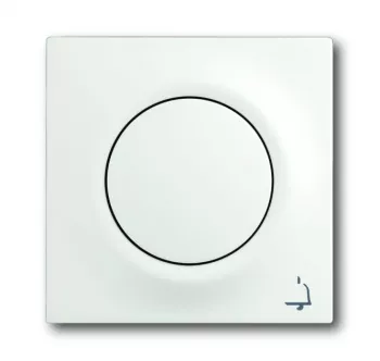 Кнопка звонка одноклавишная с символом Звонок (1н.о.) с красной подсветкой, ABB Impuls, на винтах, белый бархат
