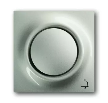 Кнопка звонка одноклавишная с символом Звонок (1н.о.) с красной подсветкой, ABB Impuls, на винтах, шампань